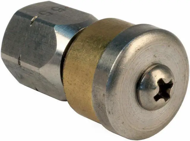 Main image of Erie Tools Rotating 1/8-inch Drain Cleaning Nozzle 5.0 Orifice 4000 PSI Stainless Steel for Sewer Pipe Water Jetter