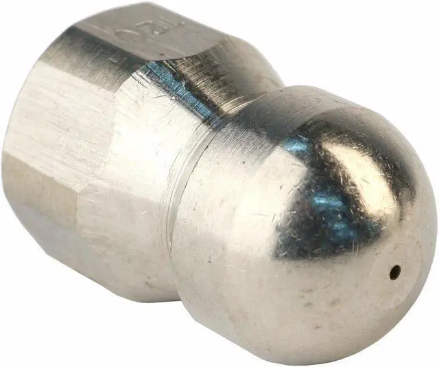 Main image of Erie Tools Button Nose 3/8-inch Drain Cleaning Nozzle 12.0 Orifice 5500 PSI Stainless Steel for Sewer Pipe Water Jetter