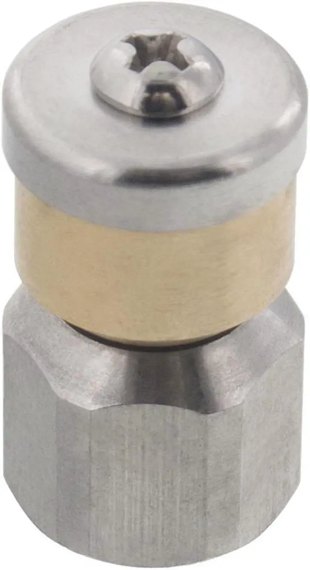 Main image of Erie Tools Rotating 1/4-inch Drain Cleaning Nozzle 9.0 Orifice 4000 PSI Stainless Steel for Sewer Pipe Water Jetter