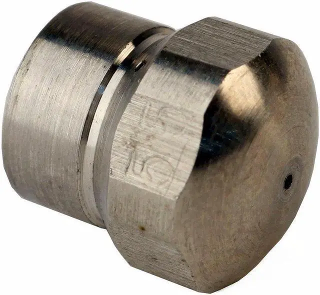 Main image of Erie Tools Button Nose 1/8-inch Drain Cleaning Nozzle 5.5 Orifice 5500 PSI Stainless Steel for Sewer Pipe Water Jetter