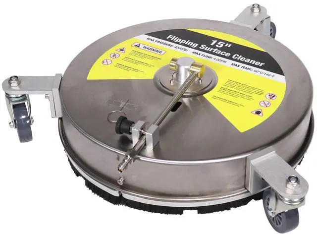 Alt view image 2 of 6 - Erie Tools 15 Stainless Steel Reversible Flipping Surface Cleaner W/ Rotating Detachable Wheels
