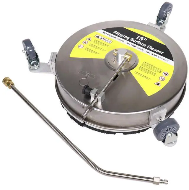 Main image of Erie Tools 15 Stainless Steel Reversible Flipping Surface Cleaner W/ Rotating Detachable Wheels