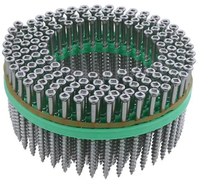 Alt view image 2 of 2 - MURO® #8 x 2-1/2" Coarse Thread Trim Head #2 Square Drive Sharp Point Screw Tip, Stainless Steel (Type 305) Coating- Coil 900 pc for Decking