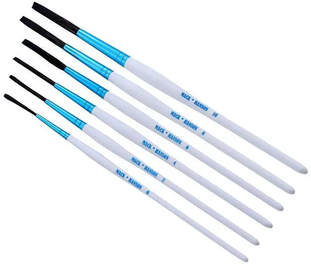 Main image of Andrew Mack Tilly Quill Series Synthetic Hair Pinstriping Paint Brushes Hanson Mack Set of 6 Sizes 0,2,4,6,8, and 10
