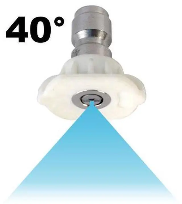 Alt view image 3 of 4 - (400) Erie Tools 4.5 Stainless Steel Orifice 40 Degree 1/4in. Quick Connect 4000 PSI High Pressure Washer Spray Nozzle Tips