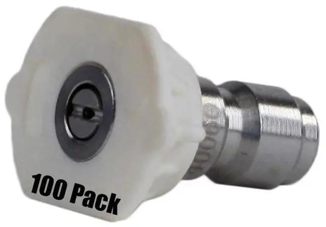 Main image of (100) Erie Tools 3.0 Stainless Steel Orifice 40 Degree 1/4in. Quick Connect 4000 PSI High Pressure Washer Spray Nozzle Tips
