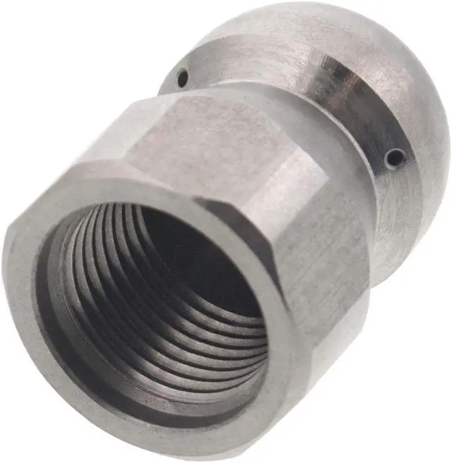 Alt view image 3 of 3 - Erie Tools Button Nose 3/8" Drain Cleaning Nozzle 10.5 Orifice 5500 PSI Stainless Steel for Sewer Pipe Water Jetter