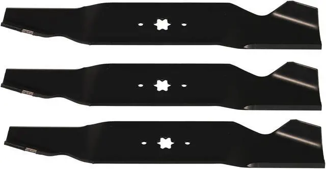 Main image of 3 USA Mower Blades® MTR6771BP Notched High-Lift for Cub Cadet 742-0677 942-0677 OCC-742-0677 MTD 490-110-M117 Length 18-1/2 in. Width 3 in. Thickness .204 in. Center Hole 6 Point Star 54 in. Deck
