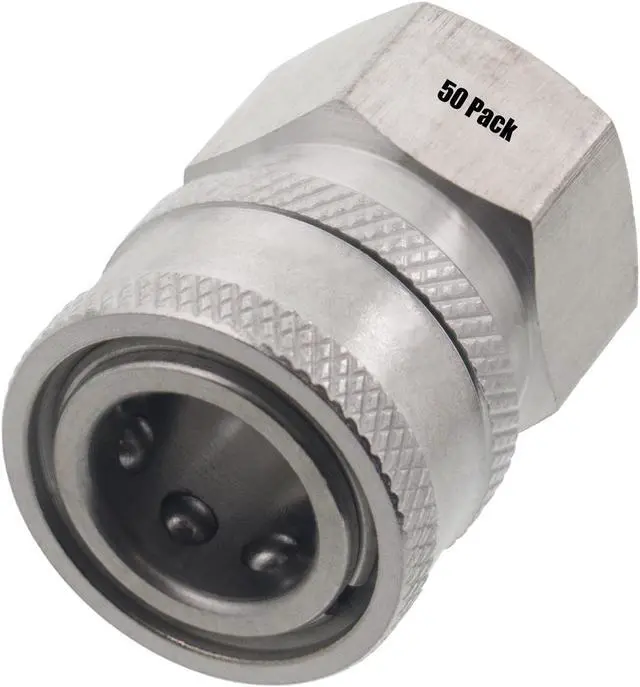 Main image of 50 Erie Tools 3/8in. FPT Female Stainless Steel Socket Quick Connect Coupler 4000 PSI 10 GPM for Pressure Washer Nozzle Gun Hose Wand