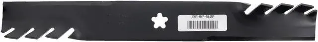 Alt view image 2 of 6 - 6 USA Mower Blades AYP844BP High-Lift Toothed Fits AYP 12784 127842 134148 138407 138497 138970 139774 193957 Length 19-5/16 in. Width 2-1/2 in. Thickness .187 in. Center Hole 5 Point Star 38 in. Deck