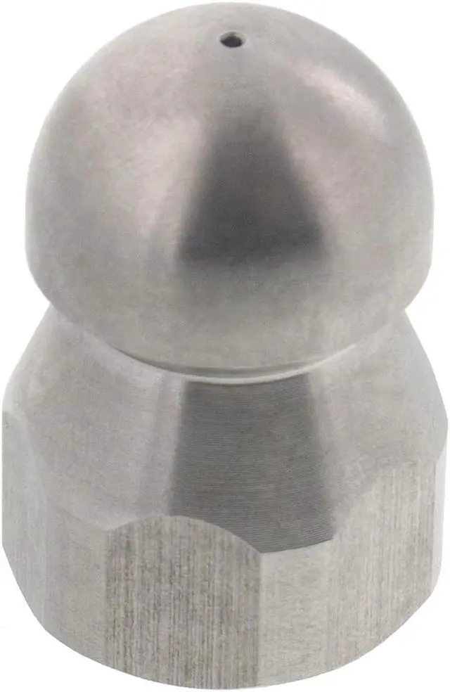 Main image of Erie Tools Button Nose 3/8" Drain Cleaning Nozzle 9.0 Orifice 5500 PSI Stainless Steel for Sewer Pipe Water Jetter