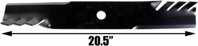 Alt view image 4 of 7 - 9 USA Mower Blades CMB483BP Toothed High-Lift fit 103-6383 103-6383-S 103-6393 103-6393-S 103-6398 103-6398-S Length 20-1/2 in. Width 3 in. Thickness .250 in. Center Hole 15/16 in. 60 in. Deck