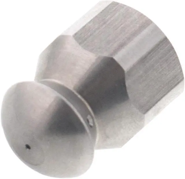Alt view image 2 of 3 - Erie Tools Button Nose 1/4" Drain Cleaning Nozzle 6.0 Orifice 5500 PSI Stainless Steel for Sewer Pipe Water Jetter
