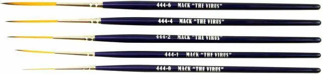 Alt view image 2 of 7 - Set of 5 Size 0-6 Series 444 The Virus Scrolling Script Pinstriping Brush With Specially Blended Golden Taklon