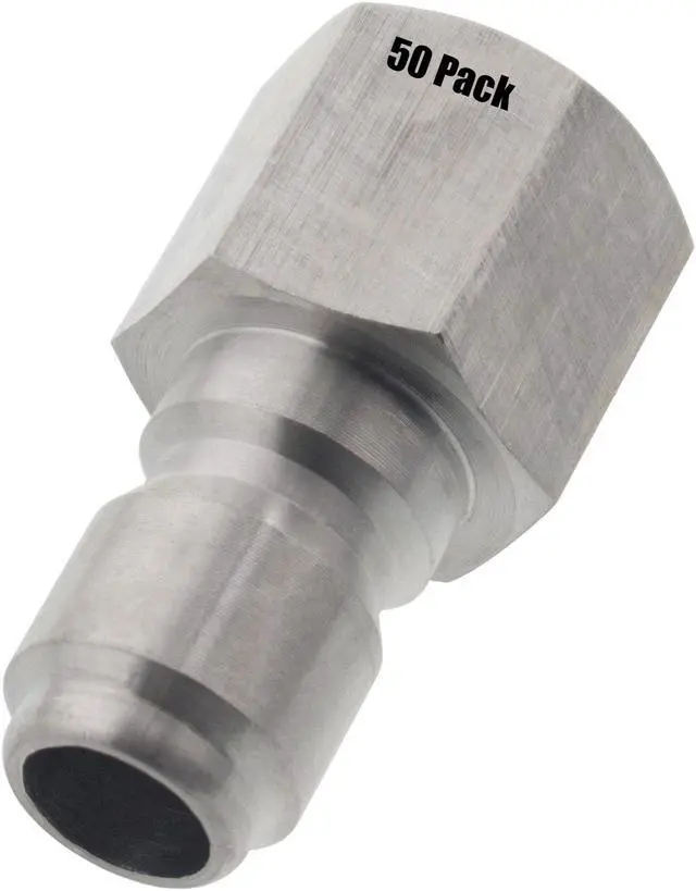 Main image of 50 Erie Tools Pressure Washer 3/8in. Female NPT to Quick Connect Plug Stainless Steel Coupler High Temp 4000 PSI 10.5 GPM