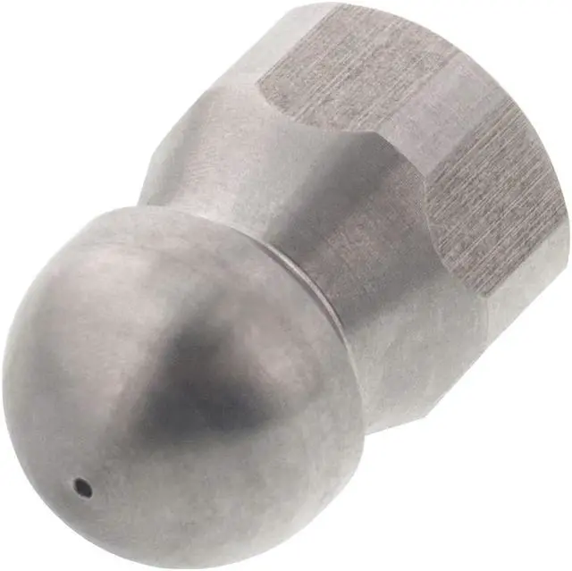 Alt view image 2 of 3 - Erie Tools Button Nose 3/8" Drain Cleaning Nozzle 12.5 Orifice 5500 PSI Stainless Steel for Sewer Pipe Water Jetter