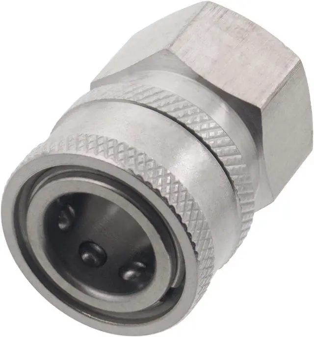 Main image of Erie Tools 3/8in. FPT Female Stainless Steel Socket Quick Connect Coupler 4000 PSI 10 GPM for Pressure Washer Nozzle Gun Hose Wand