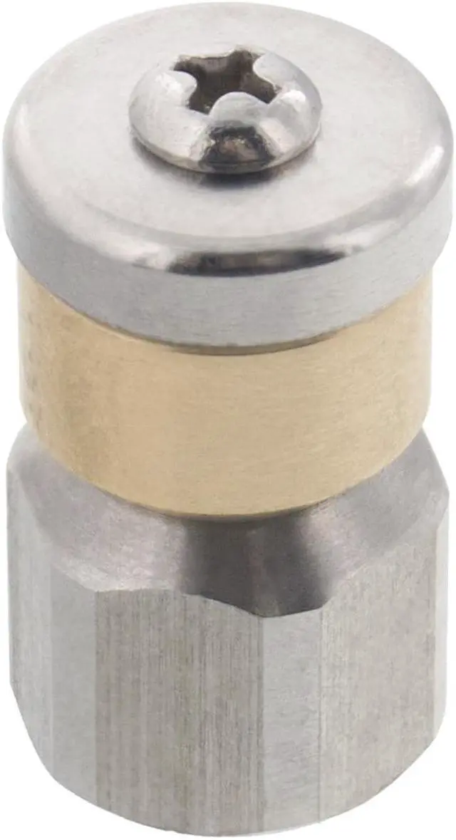 Main image of Erie Tools Rotating 1/4" Drain Cleaning Nozzle 2.5 Orifice 4000 PSI Stainless Steel for Sewer Pipe Water Jetter