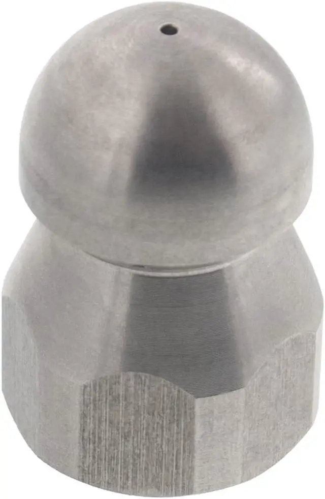Main image of Erie Tools Button Nose 3/8" Drain Cleaning Nozzle 12.5 Orifice 5500 PSI Stainless Steel for Sewer Pipe Water Jetter
