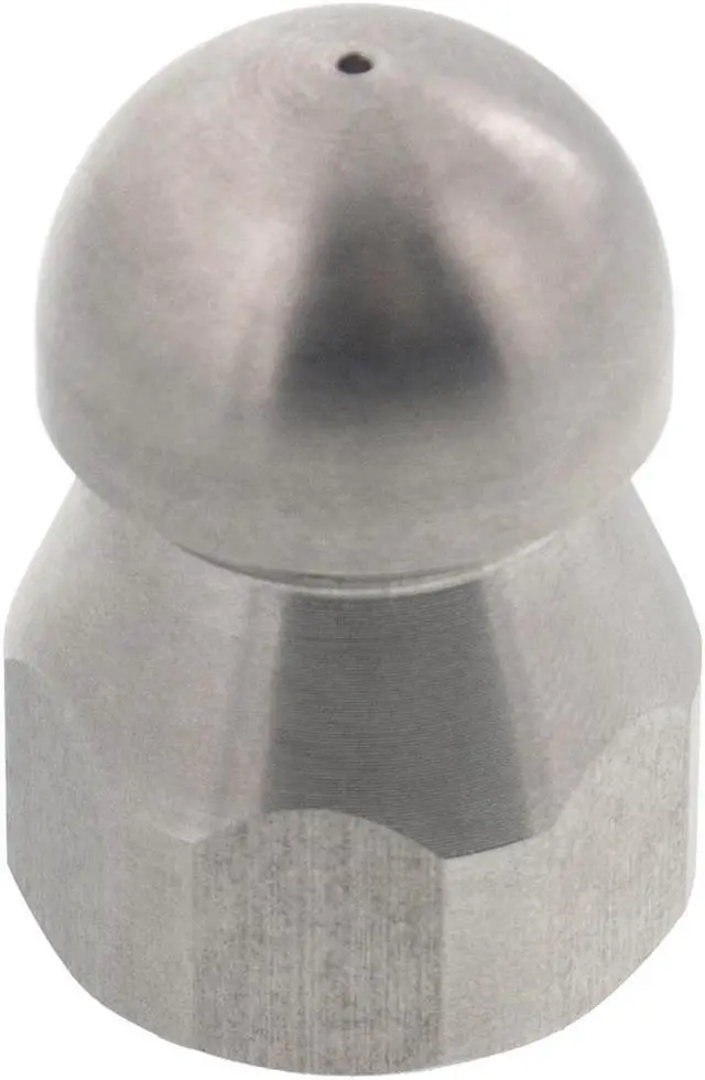 Main image of Erie Tools Button Nose 3/8" Drain Cleaning Nozzle 10.5 Orifice 5500 PSI Stainless Steel for Sewer Pipe Water Jetter