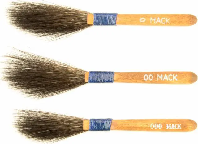 Alt view image 3 of 7 - (6) Andrew Mack Brush Sword Striping Series 10 Sizes 000-3 Pinstriping Brushes