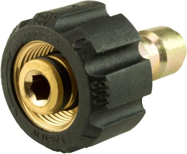 Main image of Erie Tools Pressure Washer Twist Connect M22 X 3/8" Quick Disconnect Plug 4500PSI High Pressure Brass Fitting 300° F Max Temp