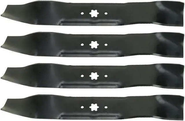 Main image of 4 USA Mower Blades MTD610MBP Extra High-Lift Mulching Blade for MTD 4720610 490-110-M114 7420610 742-0610A Length 19-5/16 in. Width 2-3/4 in. Thickness .150 in. Center Hole 6 Point Star 38 in. Deck