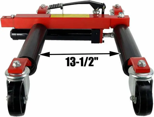 Alt view image 6 of 7 - (4) Dragway Tools® 12 in. 1500 lb.  Hydraulic Wheel Dolly Vehicle Positioning Jacks Lift Hoist
