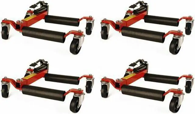 Alt view image 2 of 7 - (4) Dragway Tools® 12 in. 1500 lb. Hydraulic Wheel Dolly Vehicle Positioning Jacks & Storage Stand