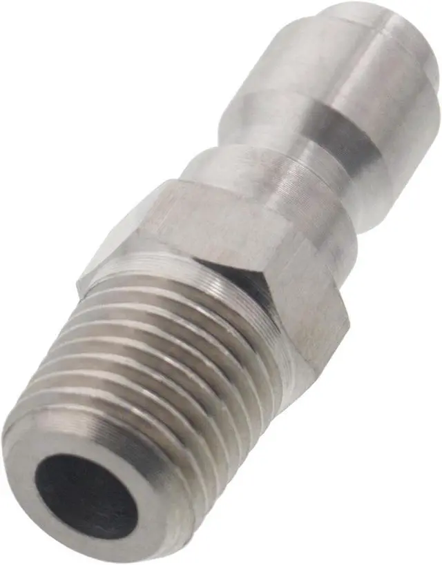 Alt view image 2 of 2 - Erie Tools 1/4in. MPT Male Stainless Steel Plug Quick Connect Coupler 4000 PSI 10.5 GPM for Pressure Washer Gun Hose Wand Nozzle