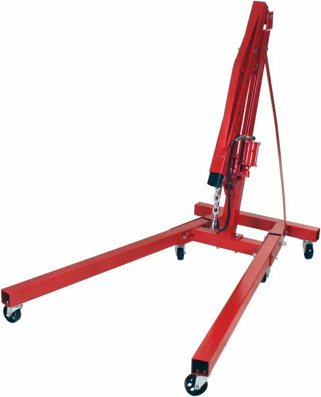 Alt view image 4 of 7 - Dragway Tools 2 Ton Folding Air Hydraulic Engine Hoist Cherry Picker Shop Crane Hoist Lift