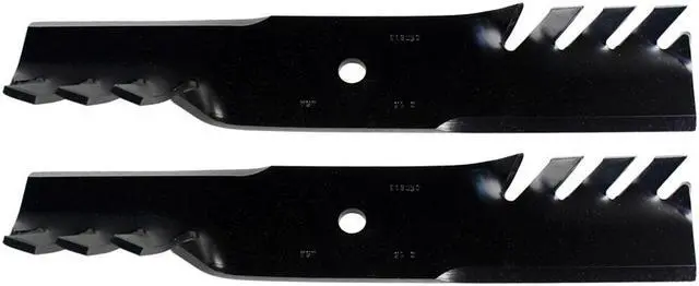 Main image of USA Mower Blades (2) CMB185BP Toothed Extra High Lift Blade Fits Bobcat® 11211102 272254302 32022A WM132022 Length 18 in. Width 3 in. Thickness .250 in. Center Hole 5/8 in. 36 in. and 52 in. Deck