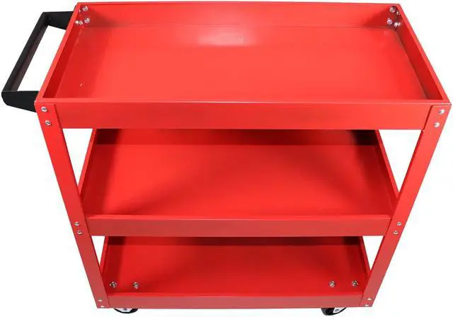 Alt view image 2 of 6 - Dragway Tools 3 Tray Service Utility Cart 150 LBS Load Capacity with Swivel 360° Wheels Tool Cart Multifunctional