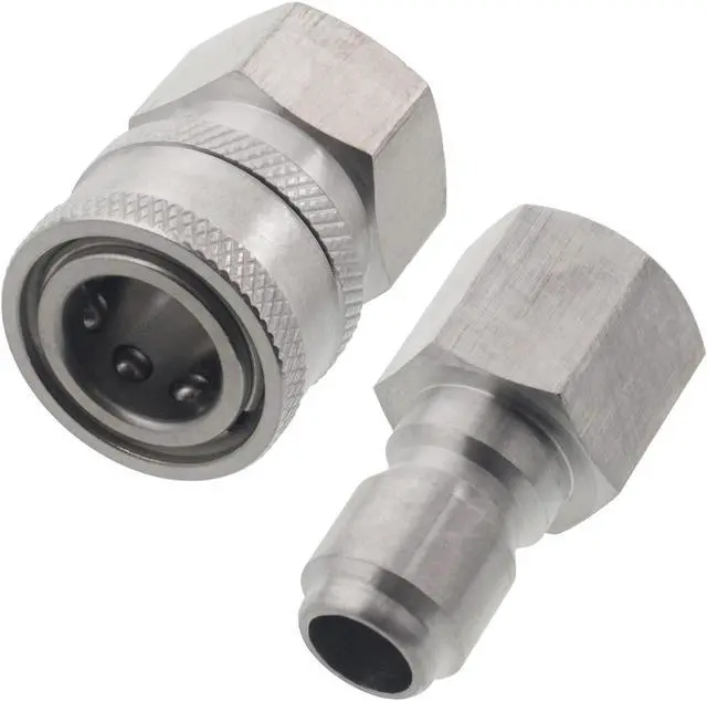 Main image of Erie Tools Pressure Washer 3/8in. Female NPT Quick Connect Stainless Steel Socket Set and Plug High Temp 4000 PSI 10.5 GPM