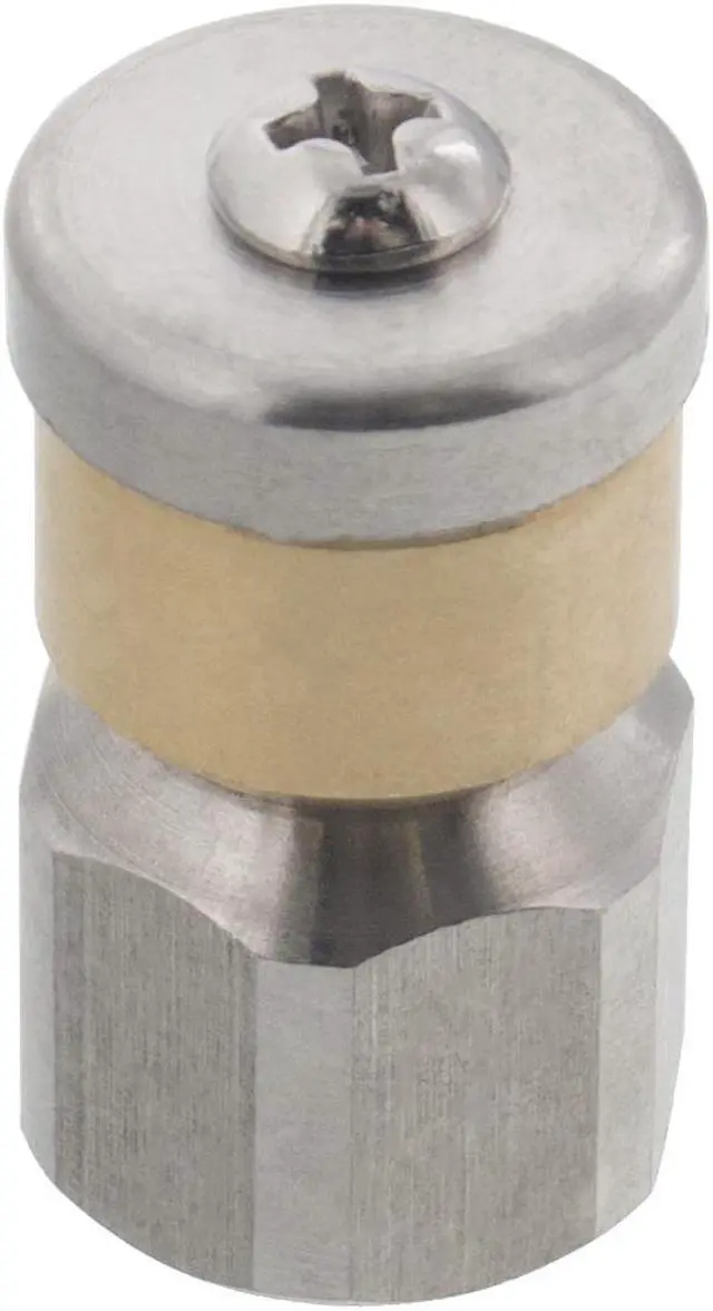 Main image of Erie Tools Rotating 1/4" Drain Cleaning Nozzle 7.0 Orifice 4000 PSI Stainless Steel for Sewer Pipe Water Jetter