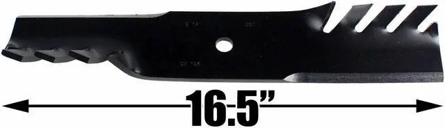 Alt view image 4 of 7 - USA Mower Blades (3) CMB184BP Toothed Extra High Lift Blade Fits Bad Boy® 038-5350-0050 038-5350-00 Length 16 1/2 in. Width 3 in. Thickness .250 in. Center Hole 5/8 in. 32 in. 48 in. Deck