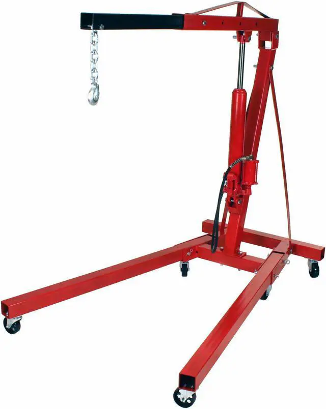 Alt view image 2 of 7 - Dragway Tools 2 Ton Folding Air Hydraulic Engine Hoist Cherry Picker Shop Crane Hoist Lift