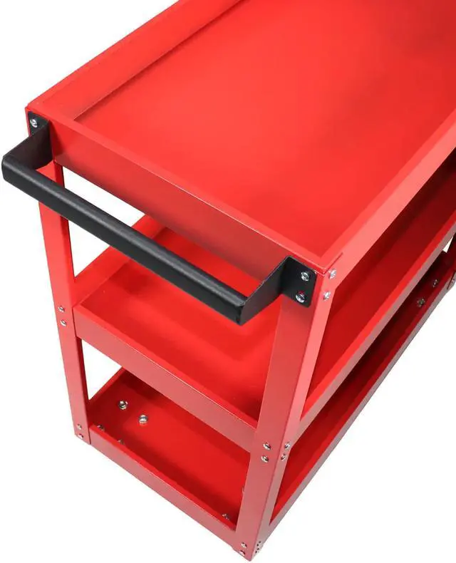 Alt view image 4 of 6 - Dragway Tools 3 Tray Service Utility Cart 150 LBS Load Capacity with Swivel 360° Wheels Tool Cart Multifunctional