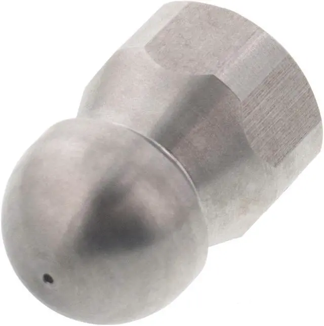 Alt view image 2 of 3 - Erie Tools Button Nose 3/8" Drain Cleaning Nozzle 10.5 Orifice 5500 PSI Stainless Steel for Sewer Pipe Water Jetter