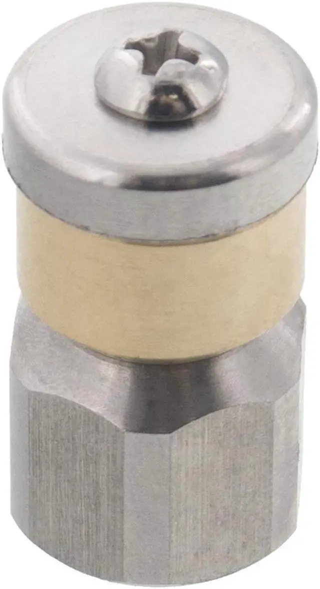 Main image of Erie Tools Rotating 1/4" Drain Cleaning Nozzle 3.0 Orifice 4000 PSI Stainless Steel for Sewer Pipe Water Jetter