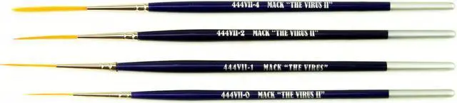 Alt view image 2 of 7 - Set of 4 Size 0-4 Series 444VII The Virus II Scrolling Script Pinstriping Brush With Soft Golden Synthetic Hair