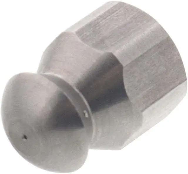 Alt view image 2 of 3 - Erie Tools Button Nose 1/4" Drain Cleaning Nozzle 3.5 Orifice 5500 PSI Stainless Steel for Sewer Pipe Water Jetter