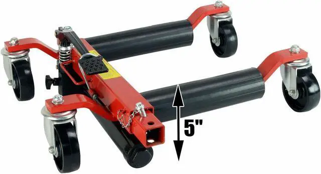 Alt view image 6 of 7 - (4) Dragway Tools® 12 in. 1500 lb. Hydraulic Wheel Dolly Vehicle Positioning Jacks & Storage Stand
