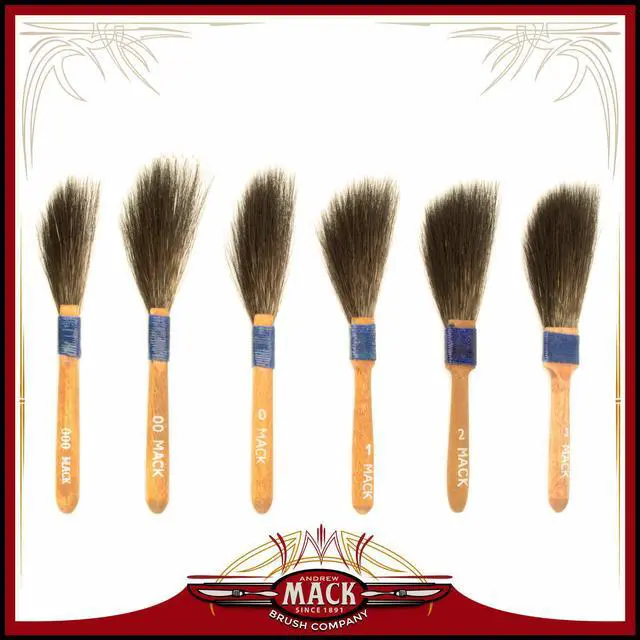 Main image of (6) Andrew Mack Brush Sword Striping Series 10 Sizes 000-3 Pinstriping Brushes