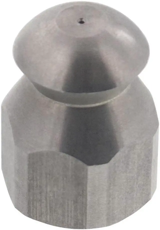 Main image of Erie Tools Button Nose 1/4" Drain Cleaning Nozzle 4.0 Orifice 5500 PSI Stainless Steel for Sewer Pipe Water Jetter