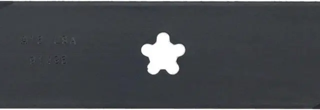 Alt view image 5 of 6 - (8) USA Mower Blades Mulching Blade Fits AYP® 127843 134149 138498 138971 Length 21 in. Width 2 1/2 in. Thickness .204 in. Center Hole 5 Point Star 42 in. Deck