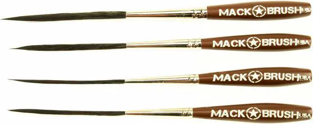 Alt view image 2 of 7 - Set of 4 Sizes 000-2 Series Long Bob Pinstriping Scrolling Brush Black Synthetic & Blue Squirrel 1 3/4" Hair Length
