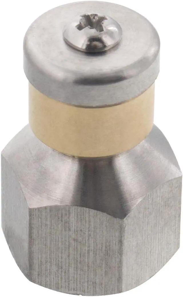 Main image of Erie Tools Rotating 3/8" Drain Cleaning Nozzle 6.0 Orifice 4000 PSI Stainless Steel for Sewer Pipe Water Jetter