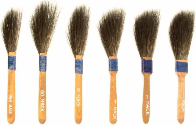 Alt view image 2 of 7 - (6) Andrew Mack Brush Sword Striping Series 10 Sizes 000-3 Pinstriping Brushes