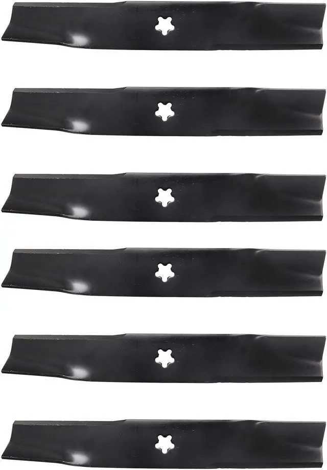 Main image of USA Mower Blades U12025BP (6) High-Lift for 539113425 Dixon® 575296401 Length 16-1/4 in. Width 2-1/2 in. Thickness .200 in. Center Hole 5 Point Star 48 in. Deck